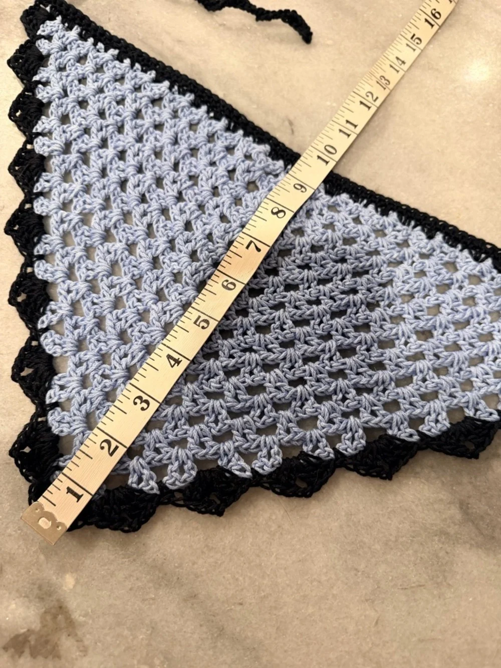 Handmade Crochet Kerchief Head Scarf Cotton Boho Triangle Wrap Fest Cottagecore